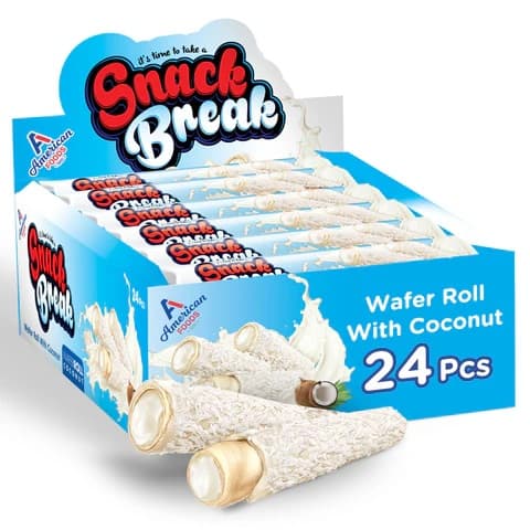 AMERICAN SNACK BREAK WAFER ROLL COCONUT 18GR