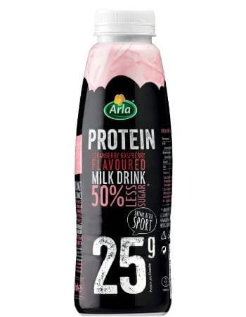 ARLA PROTEIN STRAWBERRY/RASPBERRY MILK DRINK 500GR