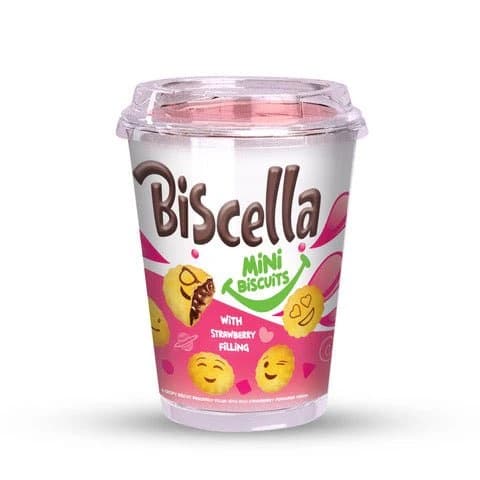 BISCELLA MINI BISCUIT WITH STRAWBERRY FILLING 125G