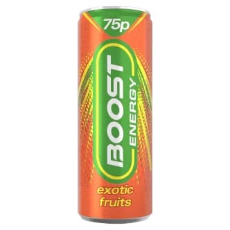 BOOST ENERGY DRINK EXOTIC FRUIT CAN 250ML (0.75PM)