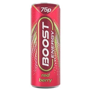BOOST ENERGY DRINK RED BERRY CAN 250ML (0.75 PM)