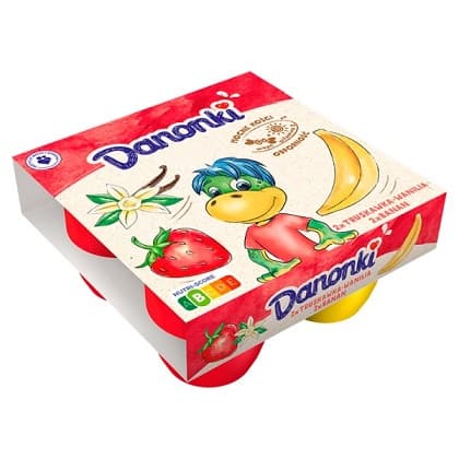 DANONKI TRUSKAWKA BANANOWYM 4x90G
