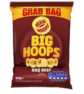 BIG HOOPS BARBECUE BEEF POTATO RINGS 70GR £1.25 PM