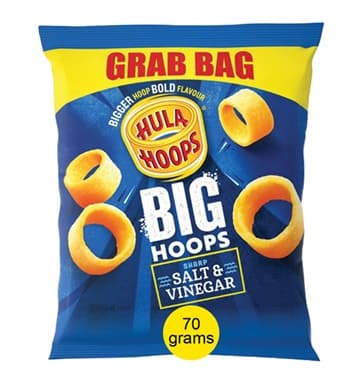 BIG HOOPS SALT& VINEGAR POTATO RINGS 70GR £1.25 PM