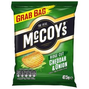McCOYS CHEDDAR & ONION CRISPS 65GR £1.25 PM