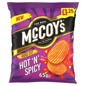 McCOYS HOT & SPICY CRISPS 65GR £1.25 PM
