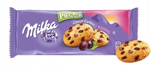 MILKA PIEGUSKI CHOCO COOKIE RAISINS 135GR