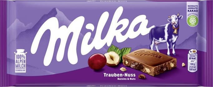 MILKA CHOCOLATE RAISIN & NUT 100G