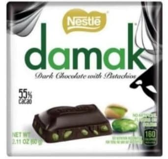 NESTLE DAMAK DARK CHOCOLATE WITH PISTACHIO 60GR