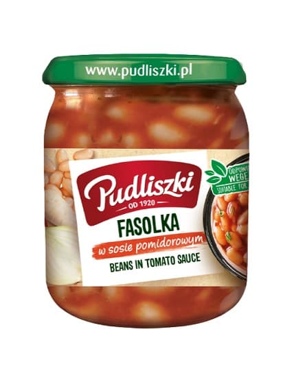 PUDLISZKI FASOLKA W  SOSIE POMIDOROWYM 450G