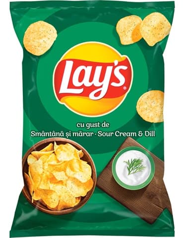 ROMANIAN LAYS CHIPS SOUR CREAM & DILL CRISP 125GR
