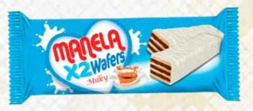 MANELA X2 WAFER MILKY 25GR 4 FOR £0.99 PM