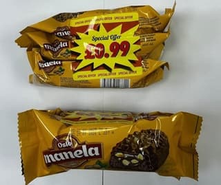 MANELA COC.COATED CACO.CAKE WITH PEANUT 3FOR £0.99
