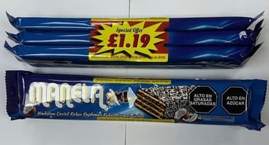 MANELA COCONUT&CACAO COATED WAFER 3 FOR £1.19